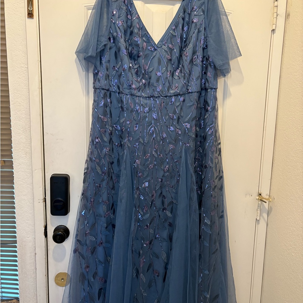 Ever Pretty Blue Embroidered Wedding Dress